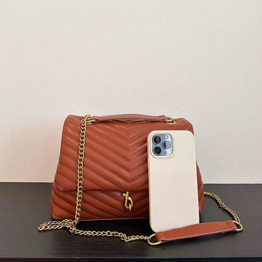 SHEIN Brown Chevron Shoulder Bag - Picture 5 of 9